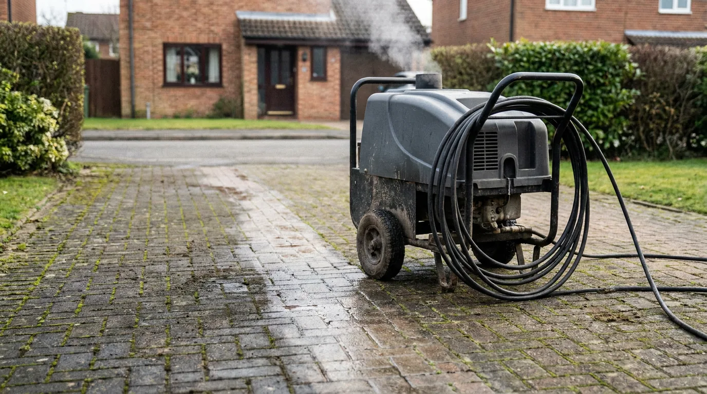 Pro pressure washer in use