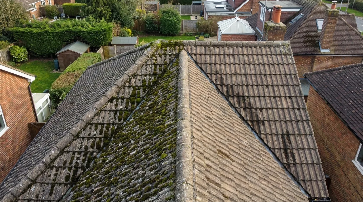 Moss removal from a tiled roof